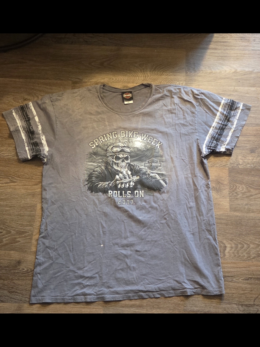 Harley-Davidson Gray Spring Bike Week Skull Rider Graphic Tee
